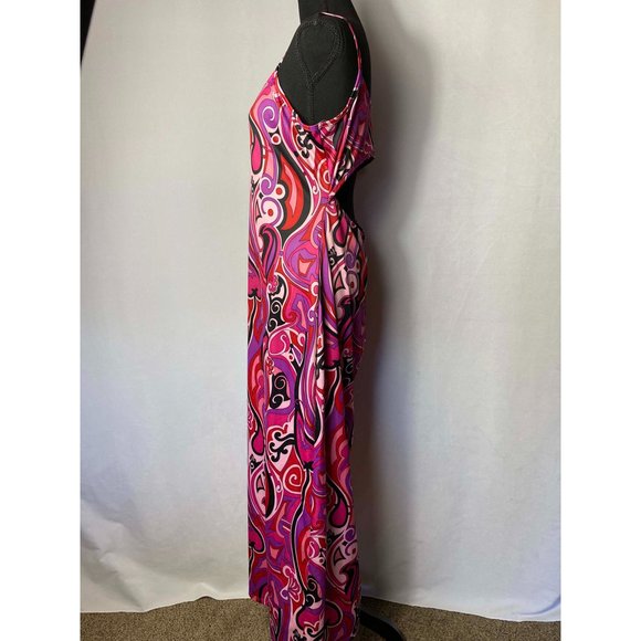 No Boundaries Retro Pink and Purple Slip Over Maxi Dress with Straps Juniors LG - Picture 2 of 7